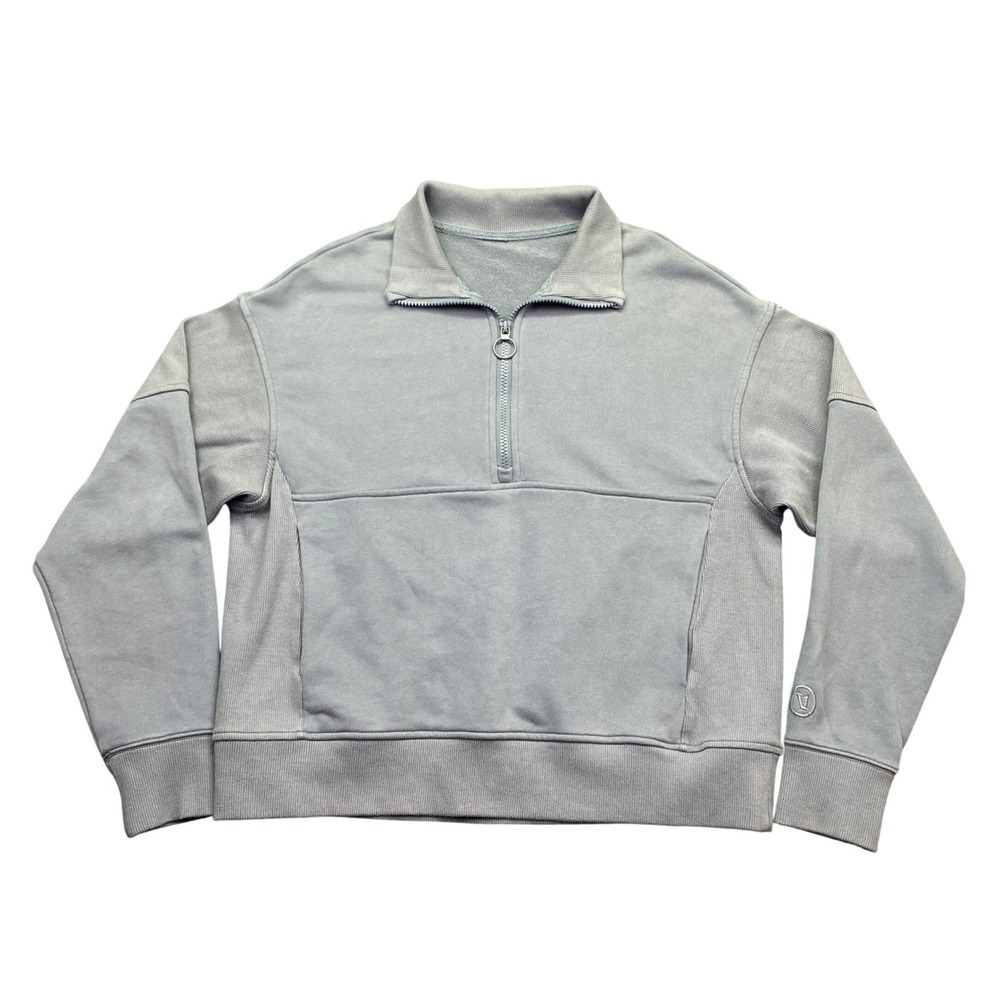 Vuori Womens Sedona Cotton Blend Half-Zip Sweatshirt Blue Grey VW2005 Sz S